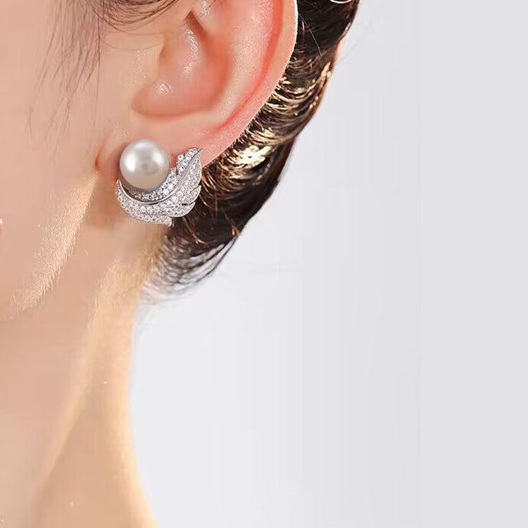 Crystal Leaf Stud Earrings