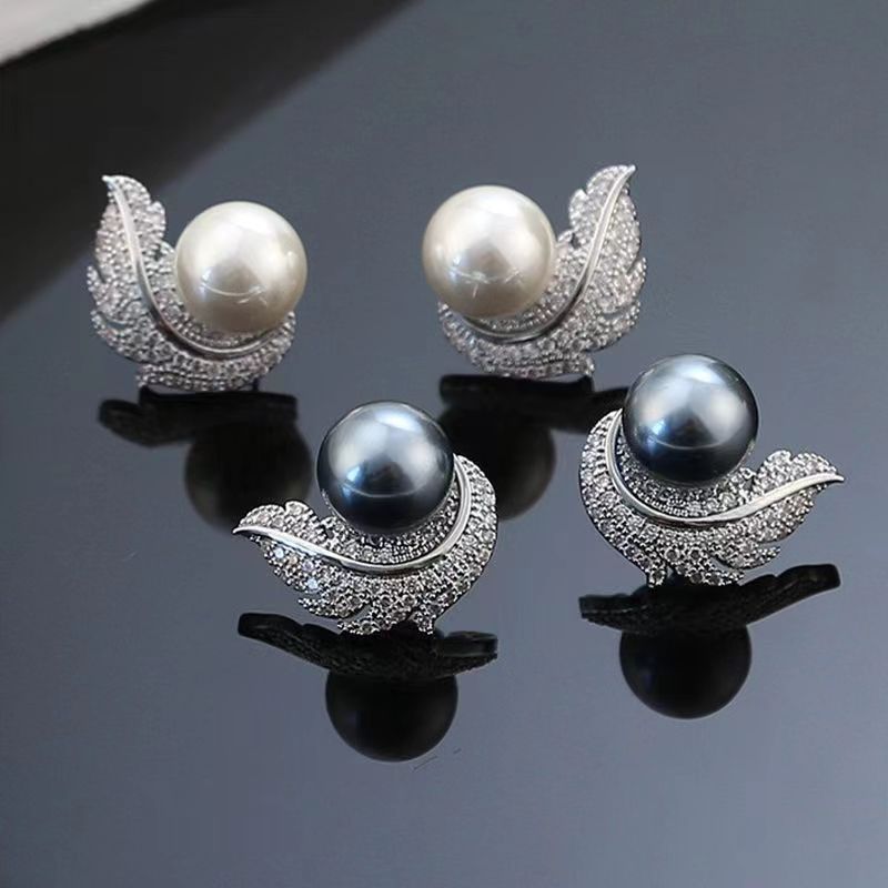 Crystal Leaf Stud Earrings