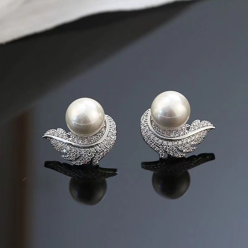 Crystal Leaf Stud Earrings