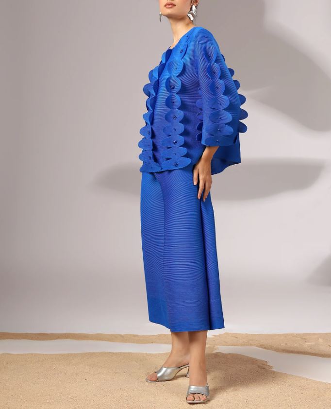 3D Beaded Pleated Co Ord Set