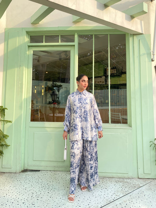 Pleated satin set