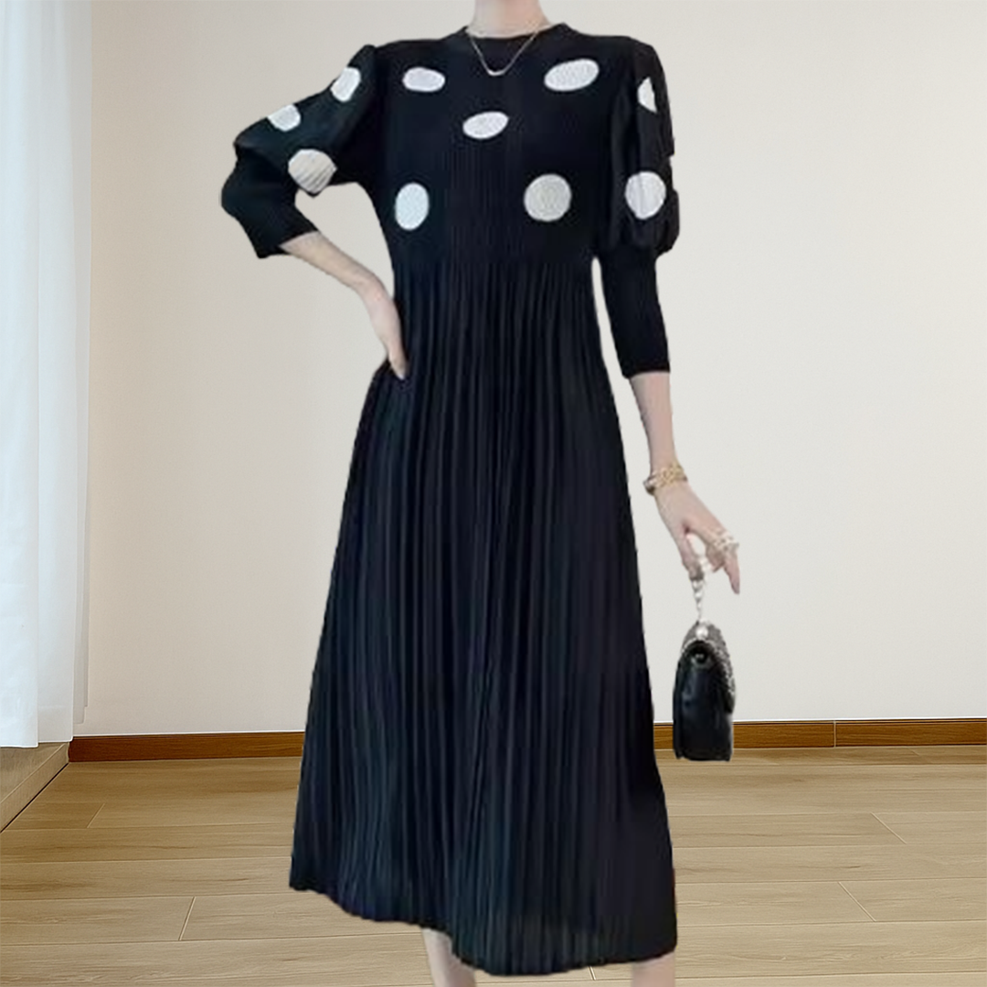 Pleated Polka Dress