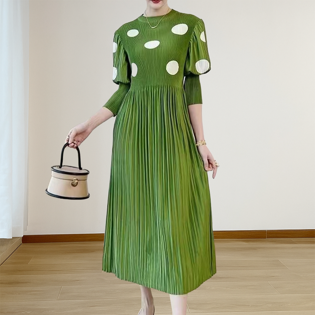 Pleated Polka Dress