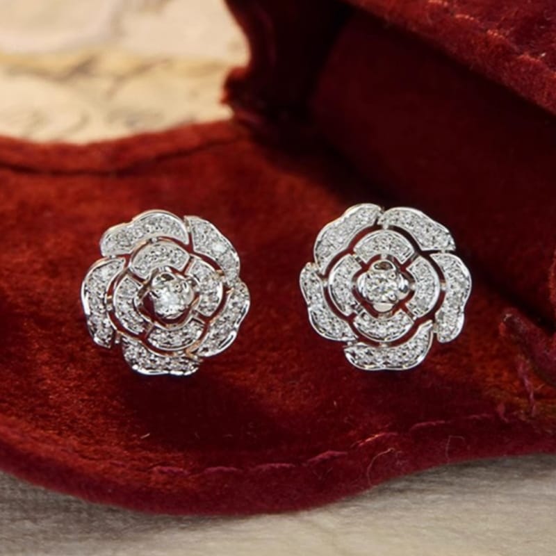 Rose Shape Stud Earrings