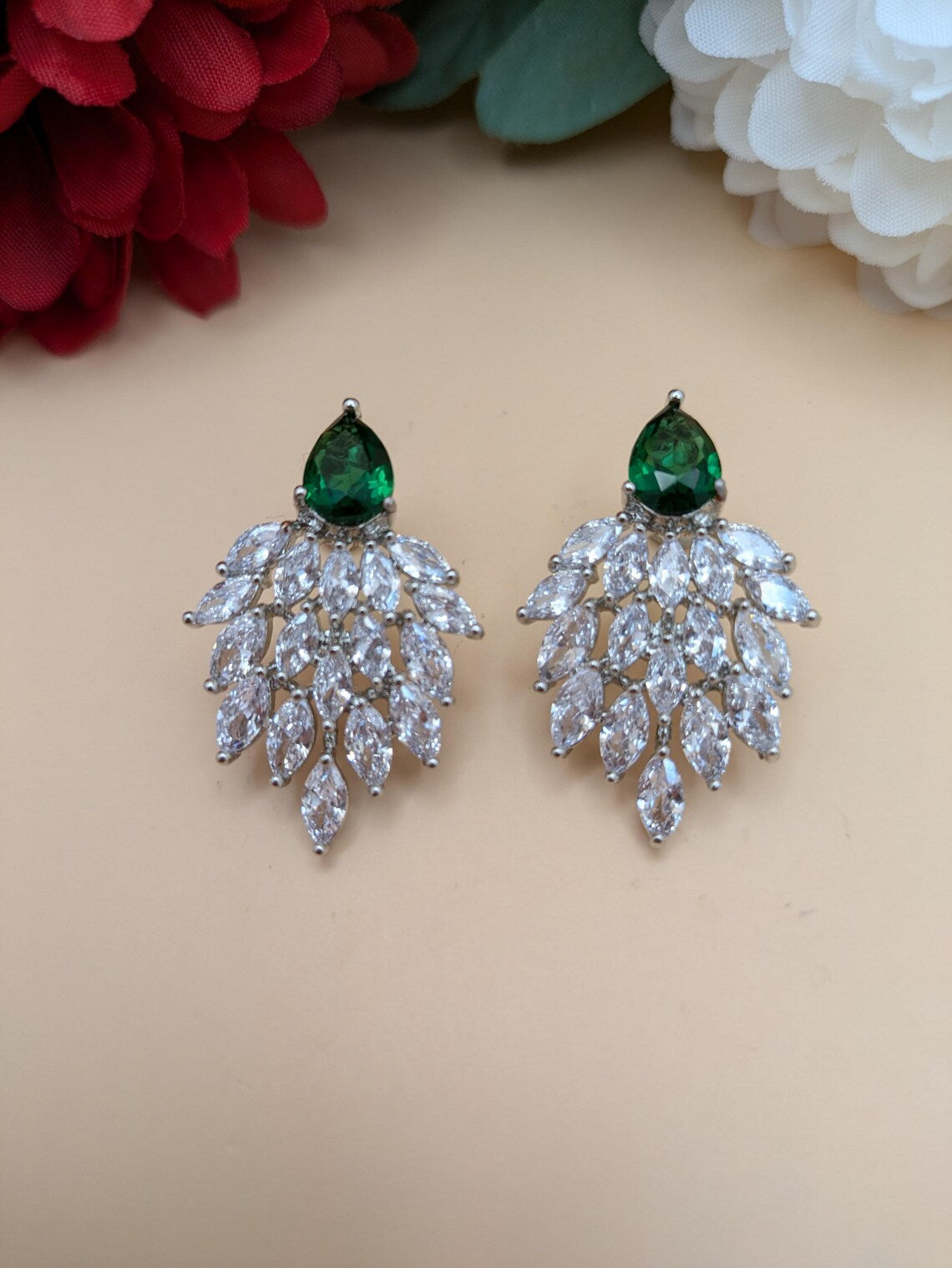 Green Stone Drop Earrings