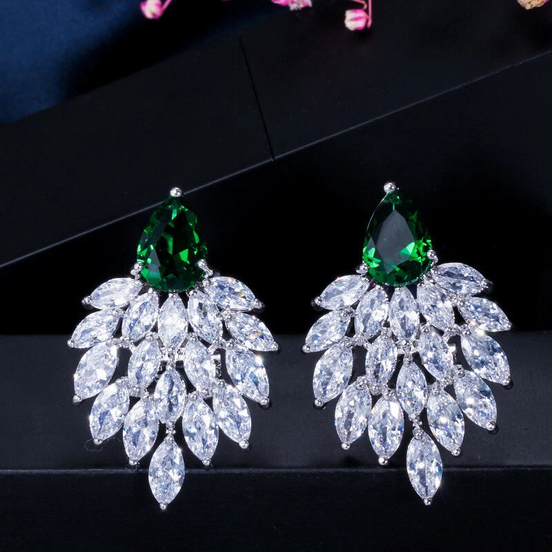 Green Stone Drop Earrings