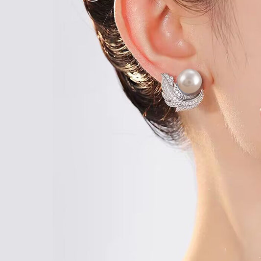 Crystal Leaf Stud Earrings