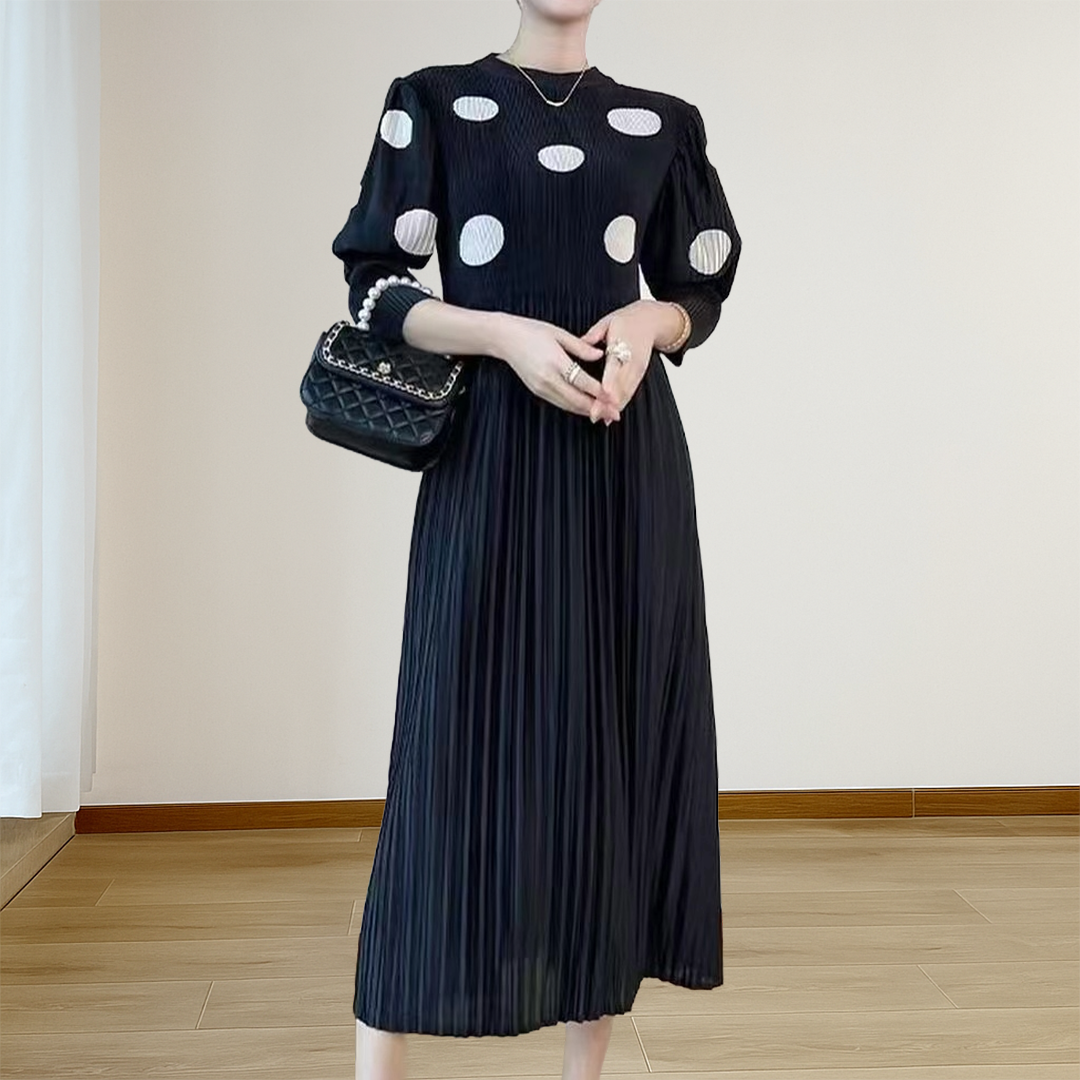 Pleated Polka Dress