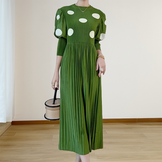 Pleated Polka Dress