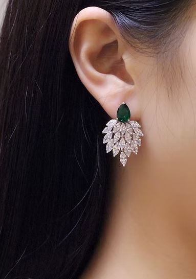 Green Stone Drop Earrings