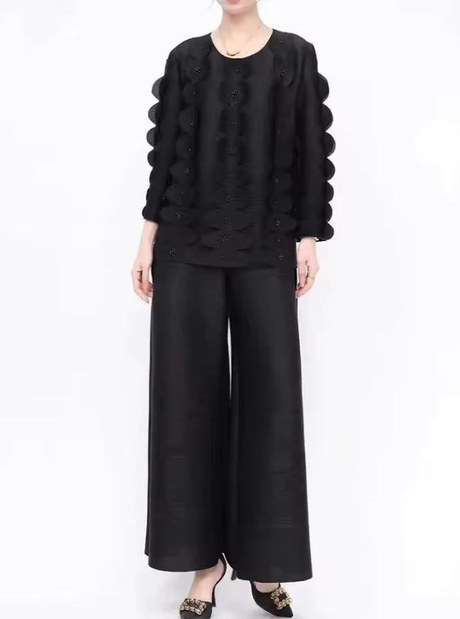 3D Beaded Pleated Co Ord Set - Image 4