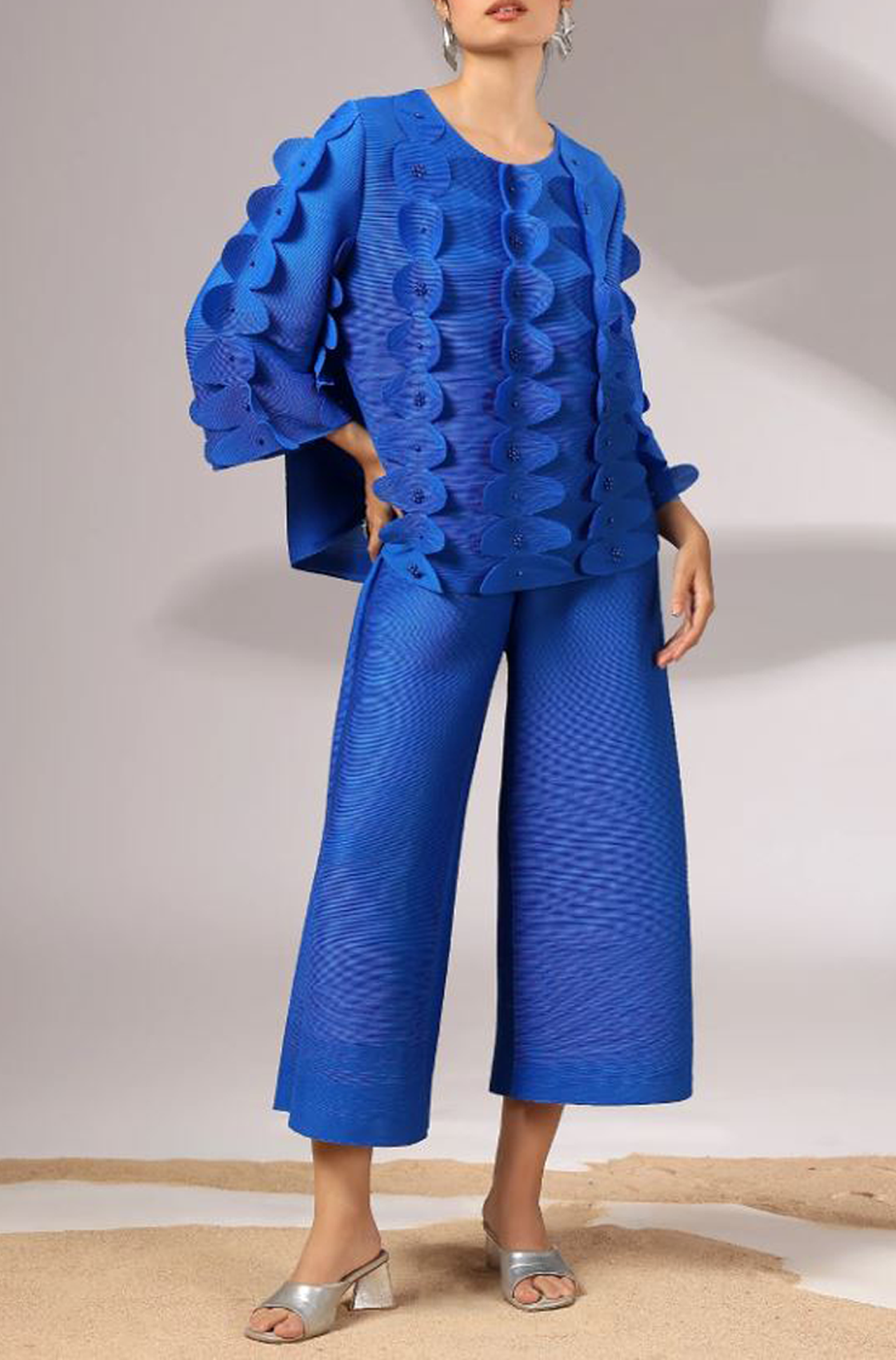 3D Beaded Pleated Co Ord Set