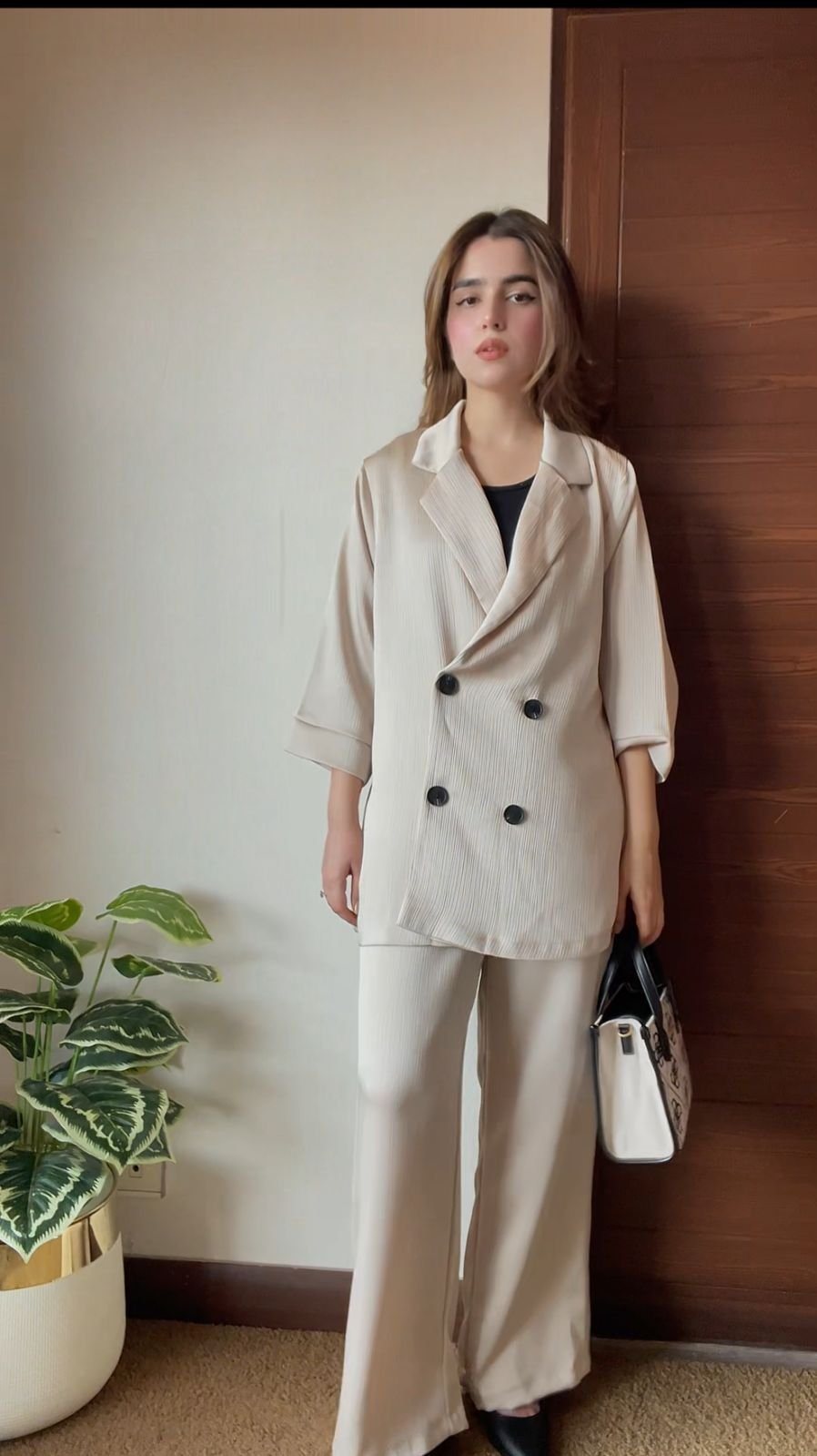 Crinkled blazer set - Image 3